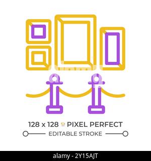 Kunstausstellung Pixel Perfect zwei Farblinien Symbol Stock Vektor