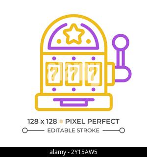 Casino Spielautomat Pixel Perfect zweifarbige Linie Symbol Stock Vektor