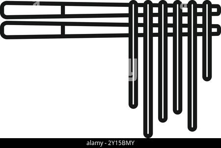 Einfache Schwarz-weiß-Vektor-Illustration von Essstäbchen, die Nudeln enthalten, ideal für Lebensmittel- und Getränkeprojekte Stock Vektor