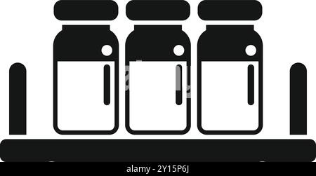 Einfaches Symbol, das ein Küchenregal mit drei Gläsern darstellt, das die Lagerung und Organisation von Lebensmitteln symbolisiert Stock Vektor