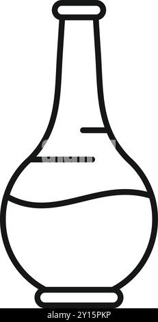 Glaswaren für chemische Laboratorien mit flüssigem Symbol in Umrissform isoliert auf weißem Hintergrund Stock Vektor