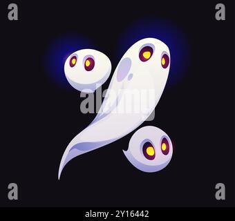 Halloween-Geisterschrift, Prozentzeichen für Satzzeichen. Gespenstische Figur mit leuchtenden gelben Augen, die in der Dunkelheit schweben. Der böse Cartoon spukt Prozent Glyphe, lustige gruselige Schrift, gruseliges Monster-Symbol Stock Vektor