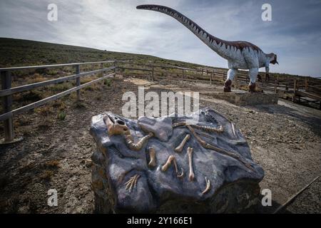 Baryonyx Dinosaurier Reproduktion, Peladillo Ära Ichnites Deponie, Igea, La Rioja, Spanien, Europa. Stockfoto