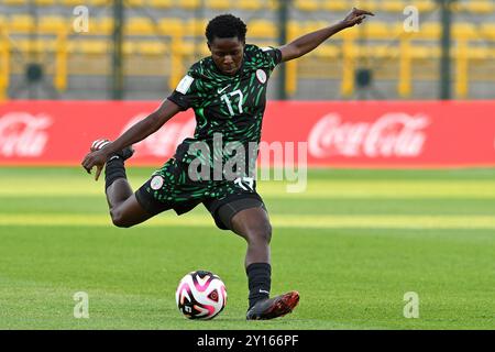 Bogota, Kolumbien. September 2024. Techo Metropolitan Stadium Jumoke Alani aus Nigeria, während des Spiels zwischen Deutschland und Nigeria, für die 2. Runde der Gruppe D der FIFA U-20-Frauen-Weltmeisterschaft Kolumbien 2024 im Techo Metropolitan Stadium, diesen Mittwoch 04. 30761 (Julian Medina/SPP) Credit: SPP Sport Press Photo. /Alamy Live News Stockfoto