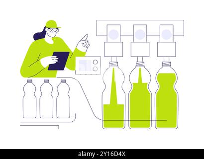 Erfrischungsgetränk-Füllmaschine abstrakte Konzeptdarstellung. Stock Vektor