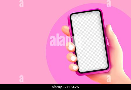 Smartphone mit elektronischer Handhalterung. Vektor Stock Vektor