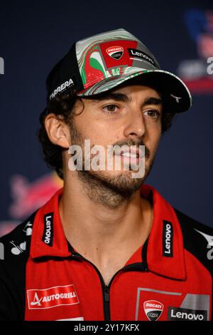 Misano Adriatico, Italien. 5. September 2024. Francesco BAGNAIA (ITA) - Ducati Lenovo Team nimmt an der Pressekonferenz des MotoGP Gran Premio Red Bull di San Marino 2024 Teil, 13. Runde der MotoGP Weltmeisterschaft 2024. Quelle: Riccardo Righetti/Alamy Live News Stockfoto