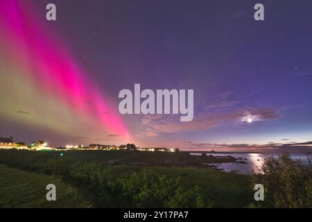 Aurora Borealis Über Der Küste Von North Berwick, Schottland Stockfoto