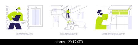 Elektrische Innenarbeiten abstrakte Konzeptvektorillustrationen. Stock Vektor