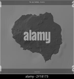 Die Ile aux Cochons im Indischen Ozean, die zu Frankreich gehört, wurde auf einer zweistufigen Höhenkarte quadratisch zugeschnitten Stockfoto