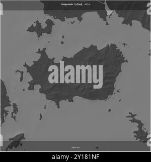 Die zu Südkorea gehörende Geogeumdo-Insel im Japanischen Meer wurde auf einer zweistufigen Höhenkarte quadratisch zugeschnitten Stockfoto