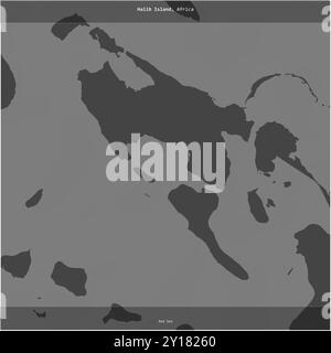 Die Insel Halib im Roten Meer, die zu Eritrea gehört, wurde auf einer zweistufigen Höhenkarte quadratisch geschnitten Stockfoto