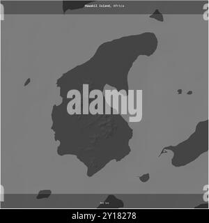 Die Insel Hawakil im Roten Meer, die zu Eritrea gehört, wurde auf einer zweistufigen Höhenkarte quadratisch geschnitten Stockfoto