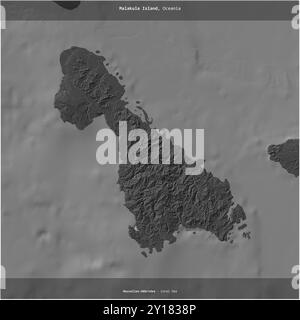 Malakula Island in der Korallensee, die zu Vanuatu gehört, wurde auf einer zweistufigen Höhenkarte quadratisch zugeschnitten Stockfoto