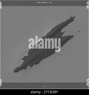 Pulau Matasiri im Java-Meer, das zu Indonesien gehört, wurde auf einer zweistufigen Höhenkarte quadratisch geschnitten Stockfoto