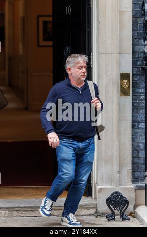 Greg Jackson, Gründer und CEO von Octopus Energy, verlässt 10 Downing Street nach einem Treffen mit Angela Rayner und Jonathan Reynolds. Stockfoto