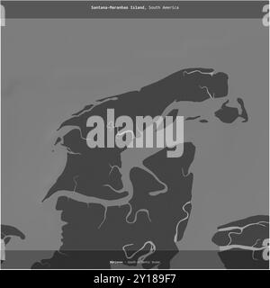 Die Insel Santana-Maranhao im Südatlantik, die zu Brasilien gehört, wurde auf einer zweistufigen Höhenkarte quadratisch geschnitten Stockfoto