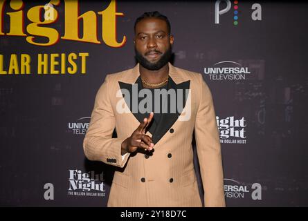 New York, USA. September 2024. Sinqua Walls nimmt am 4. September 2024 in New York City an Peacocks „Fight Night: The Million Dollar Heist“-Weltpremiere im Jazz im Lincoln Center Teil. Foto: Jeremy Smith/imageSPACE Credit: Imagespace/Alamy Live News Stockfoto