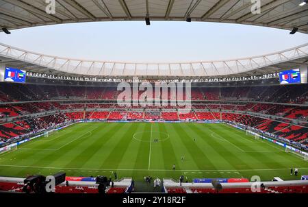 QUALIFIKATION zur FIFA-WELTMEISTERSCHAFT 2026 - KATAR gegen VEREINIGTE ARABISCHE Emirate Allgemeine Außenansicht des Ahmad bin Ali Stadions vor der FIFA-Weltmeisterschaft 2026 AFC-Asienqualifikation 3. Runde Gruppenspiel zwischen Katar und den Vereinigten Arabischen Emiraten im Ahmad bin Ali StadiumÊin Al Rayyyan, Katar am 05,2024. September DOHA Katar Copyright: XNOUSHADx Stockfoto