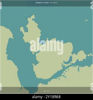 Boongaree Island im Indischen Ozean, die zu Australien gehört, wurde auf einer topografischen Karte im humanitären OSM-Stil quadratisch zugeschnitten Stockfoto