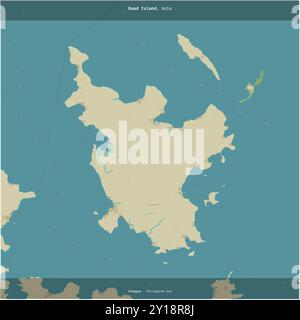 Buad Island in der Philippinischen See, die zu den Philippinen gehört, wurde auf einer topografischen Karte im humanitären OSM-Stil quadratisch zugeschnitten Stockfoto