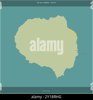 Die Ile aux Cochons im Indischen Ozean, die zu Frankreich gehört, wurde auf einer topografischen Karte im humanitären OSM-Stil quadratisch zugeschnitten Stockfoto