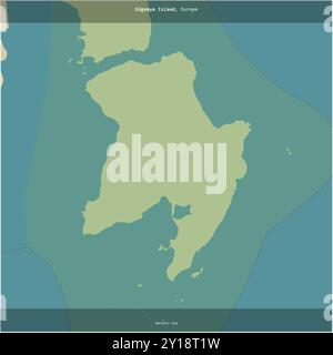 Die Insel Edgeya in der Barentssee, die zu Norwegen gehört, wurde auf einer topografischen Karte im humanitären OSM-Stil quadratisch zugeschnitten Stockfoto