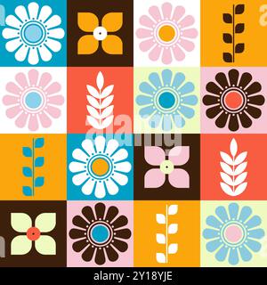 Bunte Blumen Nahtlos Wiederkehrendes Blumenoberflächenmuster Stockfoto