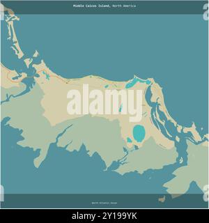 Middle Caicos Island im Nordatlantik, die zu den Turks- und Caicosinseln gehört, wurde auf einem topografischen, humanitären OSM-Stil zugeschnitten Stockfoto