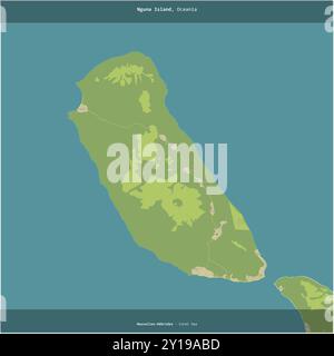 Die Insel Nguna in der Korallensee, die zu Vanuatu gehört, wurde auf einer topografischen Karte im humanitären OSM-Stil zu quadratisch geschnitten Stockfoto