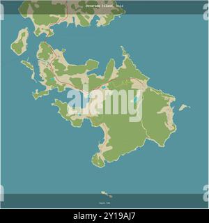 Die Insel Oenarodo im Japanischen Meer, die zu Südkorea gehört, wurde auf einer topografischen Karte im humanitären OSM-Stil quadratisch zugeschnitten Stockfoto