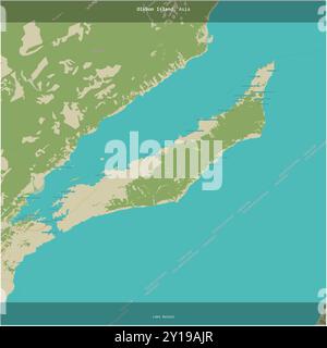 Die Insel Olchon im Baikalsee, die zu Russland gehört, wurde auf einer topografischen Karte im humanitären OSM-Stil quadratisch zugeschnitten Stockfoto