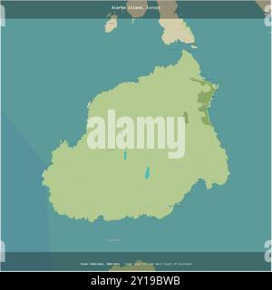 Scarba Island in den Inneren Meeren vor der Westküste Schottlands, die zum Vereinigten Königreich gehört, wurde auf einem topographischen, humanitären styl des Typs OSM quadratisch geerntet Stockfoto