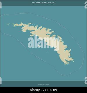 Südgeorgien-Insel im Südatlantik, die zu Südgeorgien und den Südlichen Sandwichinseln gehört, wurde auf einem topographischen OSM H quadratisch gekürzt Stockfoto