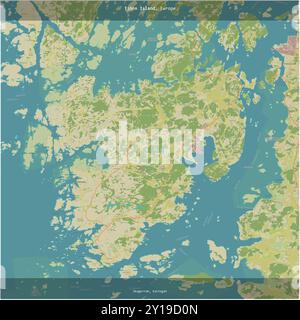 Tjorn Island im Kattegat, das zu Schweden gehört, wurde auf einer topografischen Karte im humanitären OSM-Stil quadratisch zugeschnitten Stockfoto