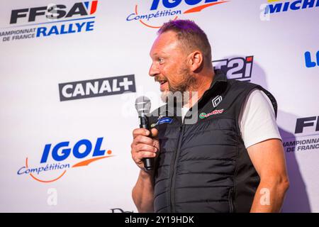 Morzine, Frankreich. September 2024. GIRAUD Franck, GUILLAUME Sylvain, Renault Clio Rally5, Porträt während der Rallye Mont-Blanc Morzine 2024, 6. Runde des Championnat de France des Rallyes 2024, vom 6. Bis 9. September in Morzine, Frankreich - Foto Bastien Roux/DPPI Credit: DPPI Media/Alamy Live News Stockfoto