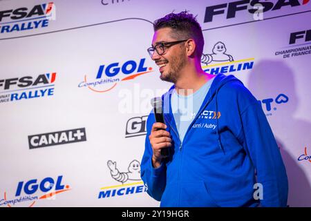Morzine, Frankreich. September 2024. BURRI Michael, AUBRY Gaetan, Hyundai i20 Rally2, Porträt während der Rallye Mont-Blanc Morzine 2024, 6. Runde des Championnat de France des Rallyes 2024, vom 6. Bis 9. September in Morzine, Frankreich - Foto Bastien Roux/DPPI Credit: DPPI Media/Alamy Live News Stockfoto