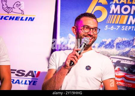 Morzine, Frankreich. September 2024. BOCHATAY Kevin, GIRALDO Méryl, Volkswagen Polo Rally2, Porträt während der Rallye Mont-Blanc Morzine 2024, 6. Runde des Championnat de France des Rallyes 2024, vom 6. Bis 9. September in Morzine, Frankreich - Foto Bastien Roux/DPPI Credit: DPPI Media/Alamy Live News Stockfoto