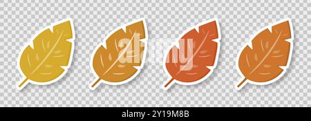 Zeichentrickset mit Herbstlaub. Einfache Herbstillustration auf transparentem Hintergrund. Stock Vektor