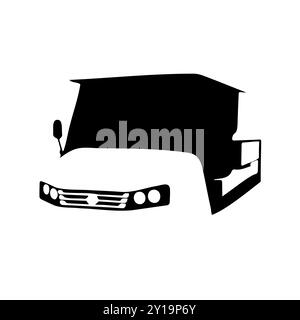 Schlankes Schwarzweiß-Silhouette-Design Für Lkw Stock Vektor
