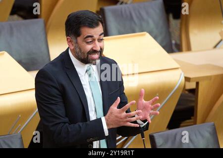 Edinburgh Schottland, Vereinigtes Königreich 05. September 2024. Humza Yousaf MSP im schottischen Parlament. Credit sst/alamy Live News Stockfoto