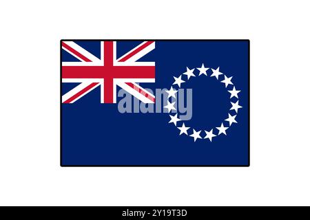 Die Flagge der Cookinseln zeigt ein blaues Feld, einen union Jack und einen Kreis von 15 Sternen, die die Inseln symbolisieren. Es repräsentiert die Identität und das Erbe der Nation. Stock Vektor