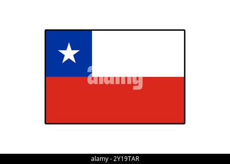 Die Flagge Chiles zeigt horizontale Streifen in weiß und rot, mit einem blauen Quadrat und einem weißen Stern im Kanton. Es symbolisiert die Identität und das Erbe des Landes. Stock Vektor