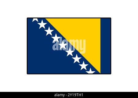 Die Vektorflagge zeigt ein blaues Feld mit einem gelben Dreieck und weißen Sternen entlang der Diagonale. Dieses Design symbolisiert das Erbe und die Einheit des Landes in einer modernen künstlerischen Darstellung. Stock Vektor