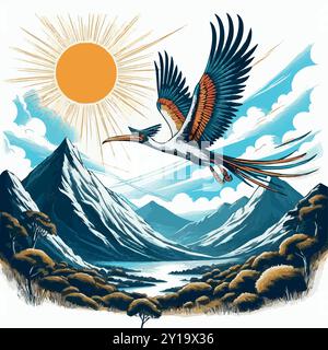 Quetzalcoatlus: Der vogelartige Dinosaurier der Spätkreide. Stock Vektor