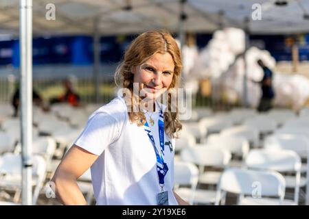 49 CETINKAYA Burcu, PONS Fabrizia, Skoda Fabia Evo Rally2, Porträt während der Akropolis Rallye, Griechenland. , . WRC World Rallye Car Championship, vom 1. Bis 4. September 2024 in Lamia, Griechenland - Foto Nikos Katikis/DPPI Credit: DPPI Media/Alamy Live News Stockfoto