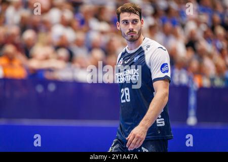 GER, TBV Lemgo Lippe vs. MT Melsungen, Handball, 1. Bundesliga, 1. Spieltag, Spielzeit 2024/2025, 05.09.2024 Foto: Eibner-Pressefoto / Jan Rollinger Stockfoto