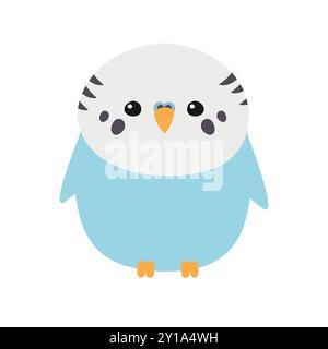 Vektor flach Hand gezeichnet Budgie Papagei Stock Vektor