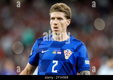 Lissabon, Portugal. September 2024. Kristijan Jakic aus Kroatien beim Spiel der Gruppe A1 der UEFA Nations League zwischen Portugal und Kroatien im Estadio do SL Benfica in Lissabon, Portugal, am 5. September 2024. Foto: Joao Rico/PIXSELL Credit: Pixsell/Alamy Live News Stockfoto