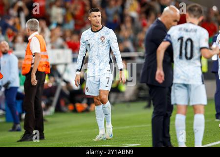 Lissabon, Portugal. September 2024. Cristiano Ronaldo aus Portugal während des Gruppenspiels der UEFA Nations League zwischen Portugal und Kroatien im Estadio do SL Benfica in Lissabon, Portugal, am 5. September 2024. Foto: Joao Rico/PIXSELL Credit: Pixsell/Alamy Live News Stockfoto